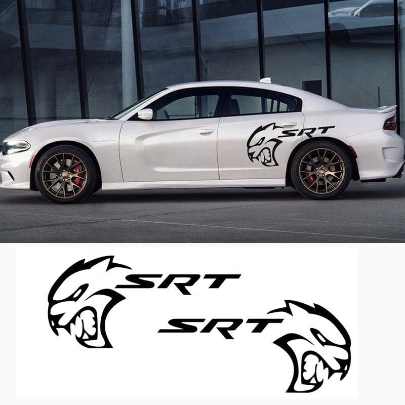 2Pcs/set Car Vinyl Body Stickers SRT Demon Head