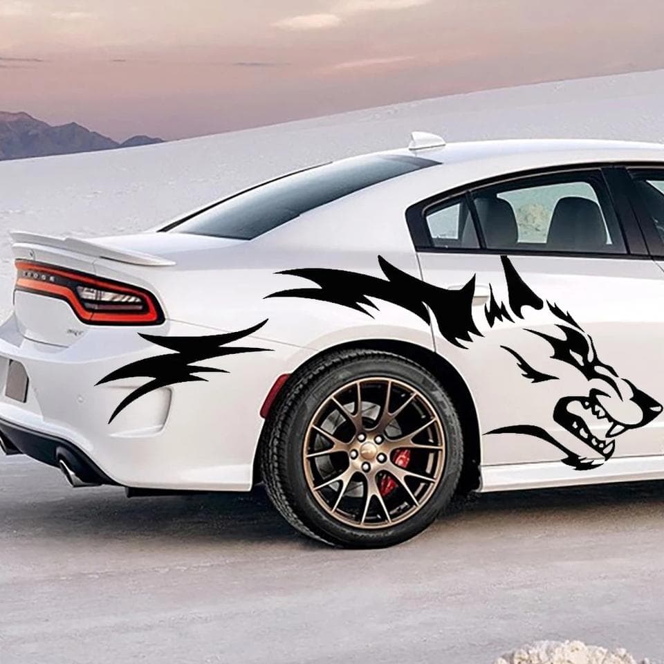2Pcs/set Running Wolf Graphics Car Body Sticker